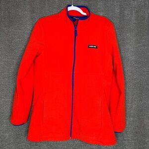 Lands' End Ladies Grid Fleece Zip Up Jacket | Red/Blue